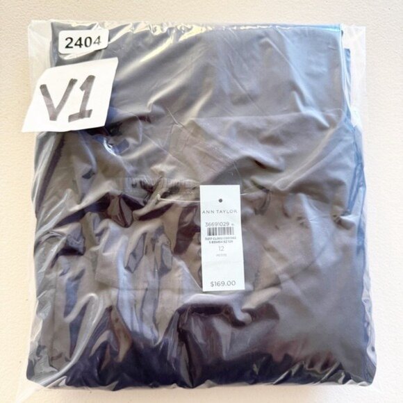 Ann Taylor Navy Linen Blend Scoop Flutter Sleeve Midi Dress 12 P - Picture 12 of 13